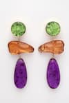 Shop_Bijoux By Priya Chandna_Purple Resin Metallic Drop Earrings _Online_at_Aza_Fashions