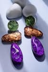 Buy_Bijoux By Priya Chandna_Purple Resin Metallic Drop Earrings 