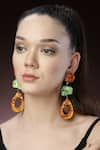 Buy_Bijoux By Priya Chandna_Orange Resin Geometric Metallic Earrings _at_Aza_Fashions