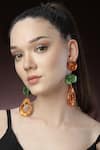 Buy_Bijoux By Priya Chandna_Orange Resin Geometric Metallic Earrings _Online_at_Aza_Fashions