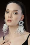 Buy_Bijoux By Priya Chandna_White Pearl Resin Feather Tassel Earrings _at_Aza_Fashions