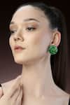 Buy_Bijoux By Priya Chandna_Green Foil Resin Round Earrings _at_Aza_Fashions