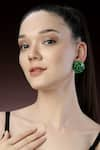 Bijoux By Priya Chandna_Green Foil Resin Round Earrings _Online_at_Aza_Fashions