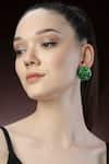 Buy_Bijoux By Priya Chandna_Green Foil Resin Round Earrings _Online_at_Aza_Fashions