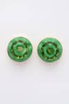 Bijoux By Priya Chandna_Green Foil Resin Round Earrings _at_Aza_Fashions