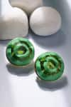 Buy_Bijoux By Priya Chandna_Green Foil Resin Round Earrings 