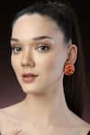 Buy_Bijoux By Priya Chandna_Orange Foil Resin Round Earrings _at_Aza_Fashions