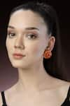 Bijoux By Priya Chandna_Orange Foil Resin Round Earrings _Online_at_Aza_Fashions