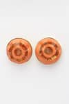 Shop_Bijoux By Priya Chandna_Orange Foil Resin Round Earrings _Online_at_Aza_Fashions