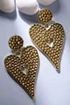 Shop_Bijoux By Priya Chandna_Gold Plated Crystals Embellished Heart Dangler Earrings _Online_at_Aza_Fashions