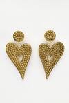 Bijoux By Priya Chandna_Gold Plated Crystals Embellished Heart Dangler Earrings _at_Aza_Fashions