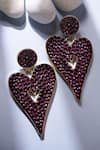 Shop_Bijoux By Priya Chandna_Purple Crystals Embellished Heart Dangler Earrings _at_Aza_Fashions