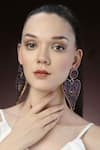 Bijoux By Priya Chandna_Purple Crystals Embellished Heart Dangler Earrings _Online_at_Aza_Fashions