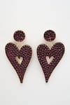 Bijoux By Priya Chandna_Purple Crystals Embellished Heart Dangler Earrings _at_Aza_Fashions