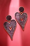 Shop_Bijoux By Priya Chandna_Purple Crystals Embellished Heart Dangler Earrings 