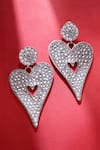 Shop_Bijoux By Priya Chandna_Silver Plated Crystal Heart Shaped Dangler Earrings _at_Aza_Fashions