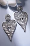 Shop_Bijoux By Priya Chandna_Silver Plated Crystal Heart Shaped Dangler Earrings _Online_at_Aza_Fashions