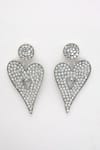 Bijoux By Priya Chandna_Silver Plated Crystal Heart Shaped Dangler Earrings _at_Aza_Fashions