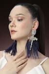 Buy_Bijoux By Priya Chandna_Silver Plated Crystal Feather Embellished Dangler Earrings _at_Aza_Fashions