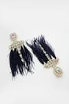 Shop_Bijoux By Priya Chandna_Silver Plated Crystal Feather Embellished Dangler Earrings _Online_at_Aza_Fashions