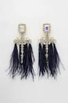 Bijoux By Priya Chandna_Silver Plated Crystal Feather Embellished Dangler Earrings _at_Aza_Fashions