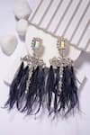 Buy_Bijoux By Priya Chandna_Silver Plated Crystal Feather Embellished Dangler Earrings 