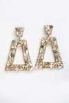 Bijoux By Priya Chandna_Gold Plated Crystal Trapezoidal Frame Earrings _Online_at_Aza_Fashions