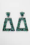 Bijoux By Priya Chandna_Green Crystal Trapezoidal Open Frame Earrings _at_Aza_Fashions