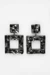 Bijoux By Priya Chandna_Black Crystal Square Motif Carved Earrings _at_Aza_Fashions