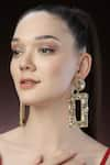 Buy_Bijoux By Priya Chandna_Gold Plated Crystal Rectangle Motif Carved Earrings _at_Aza_Fashions