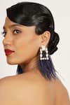 Buy_Bijoux By Priya Chandna_Blue Crystal Contrast Feather Dangler Earrings _Online_at_Aza_Fashions