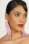 Bijoux By Priya Chandna_Pink Crystal Square Frame Earrings _Online_at_Aza_Fashions