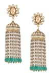 Shop_Bijoux By Priya Chandna_Gold Plated Pearl Jhumka Earrings _at_Aza_Fashions