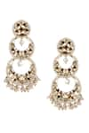 Shop_Bijoux By Priya Chandna_Gold Plated Pearl Layered Chandbali Earrings _at_Aza_Fashions