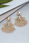 Shop_Bijoux By Priya Chandna_Gold Plated Pearl Crystal Embellished Chandelier Earrings _at_Aza_Fashions