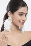 Buy_Bijoux By Priya Chandna_White Pearl Feather Tasselled Earrings _at_Aza_Fashions