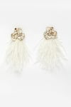 Bijoux By Priya Chandna_White Pearl Feather Tasselled Earrings _Online_at_Aza_Fashions