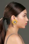 Buy_Bijoux By Priya Chandna_Yellow Crystal Diamond Shaped Studs _at_Aza_Fashions