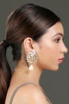 Buy_Bijoux By Priya Chandna_Gold Plated Crystal Floral Carved Dangler Earrings _at_Aza_Fashions