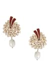 Shop_Bijoux By Priya Chandna_Gold Plated Crystal Floral Carved Dangler Earrings _at_Aza_Fashions