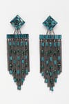 Bijoux By Priya Chandna_Green Crystal Waterfall Dangler Earrings _Online_at_Aza_Fashions