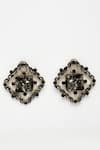 Bijoux By Priya Chandna_Black Crystal Diamond Carved Studs _Online_at_Aza_Fashions