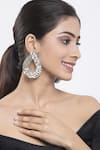 Buy_Bijoux By Priya Chandna_Silver Plated Crystal Tear Carved Earrings _at_Aza_Fashions