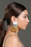 Buy_Bijoux By Priya Chandna_Silver Plated Two Tone Abstract Earrings _at_Aza_Fashions