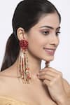 Buy_Bijoux By Priya Chandna_Red Crystal Beaded Waterfall Earrings _at_Aza_Fashions