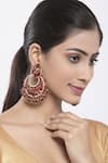 Buy_Bijoux By Priya Chandna_Red Crystal Embellished Chandbali Earrings _at_Aza_Fashions