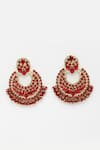 Bijoux By Priya Chandna_Red Crystal Embellished Chandbali Earrings _Online_at_Aza_Fashions