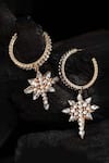 Shop_Bijoux By Priya Chandna_Gold Plated Crystal Star Carved Drop Earrings _at_Aza_Fashions