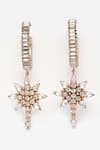 Bijoux By Priya Chandna_Gold Plated Crystal Star Carved Drop Earrings _Online_at_Aza_Fashions