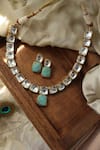 Shop_Do Taara_Blue Diamonds, Stones Firoza Kundan Embellished Choker Set _at_Aza_Fashions